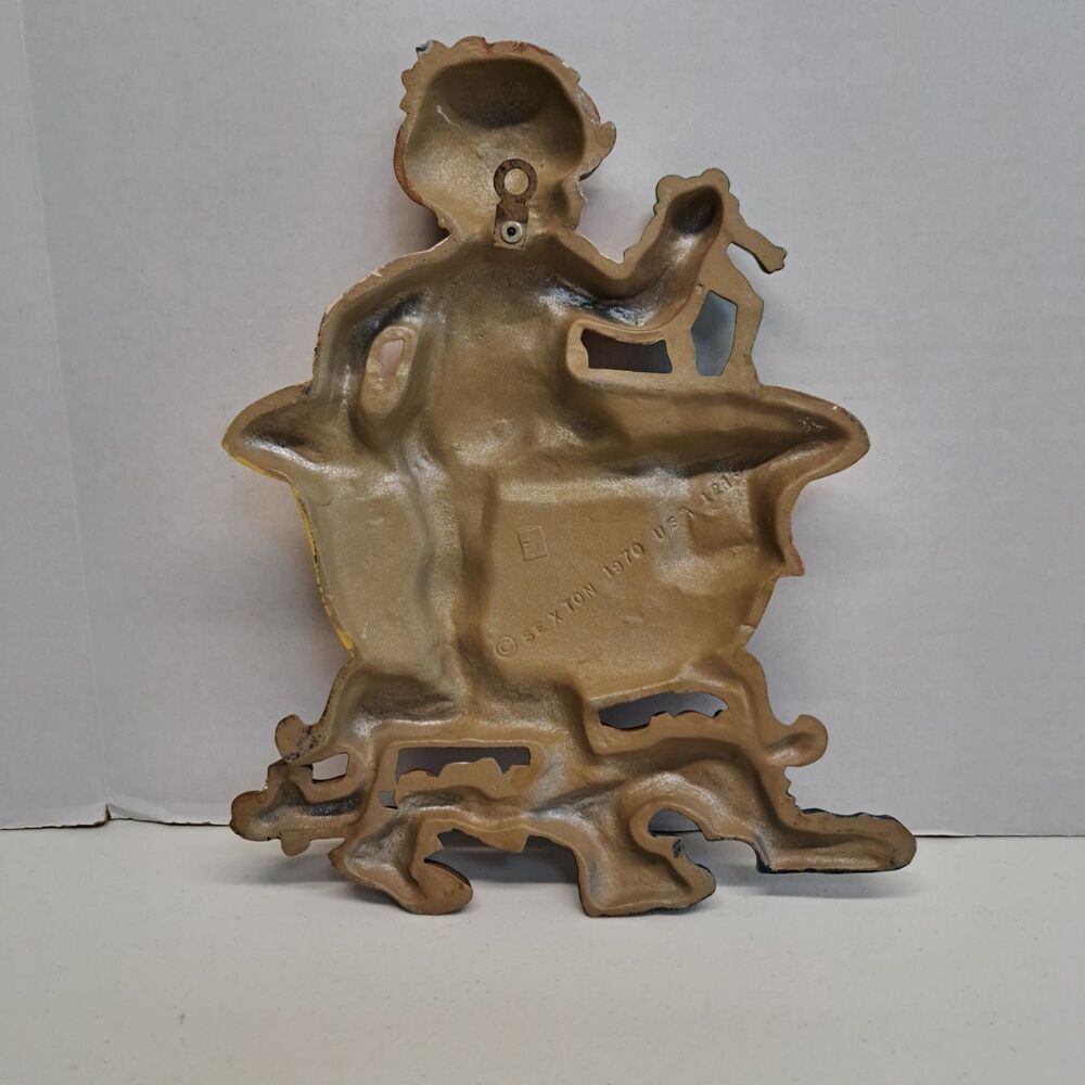 Vintage 1970 Sexton Cast Metal Child In Tub with Frog Wall Art Plaque - Picture 2 of 4